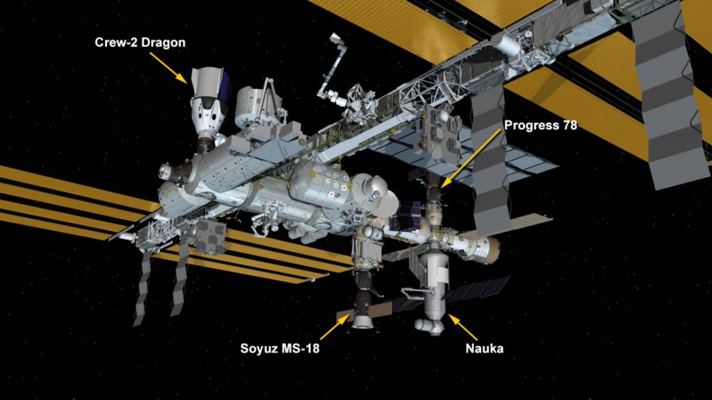 La configuration de l'ISS après l'arrivée de Naouka.