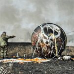 Bion M n°2 à son retour sur fond de steppe en feu.