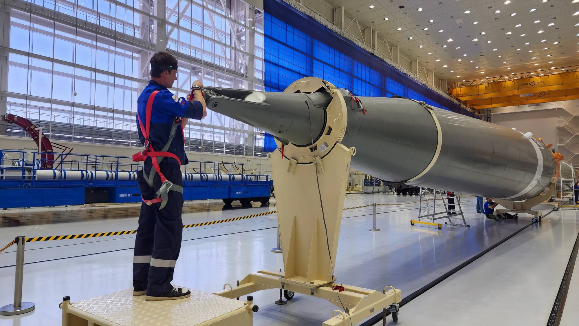 Un des blocs latéraux (1er étage) du lanceur Soyouz 2.1b.