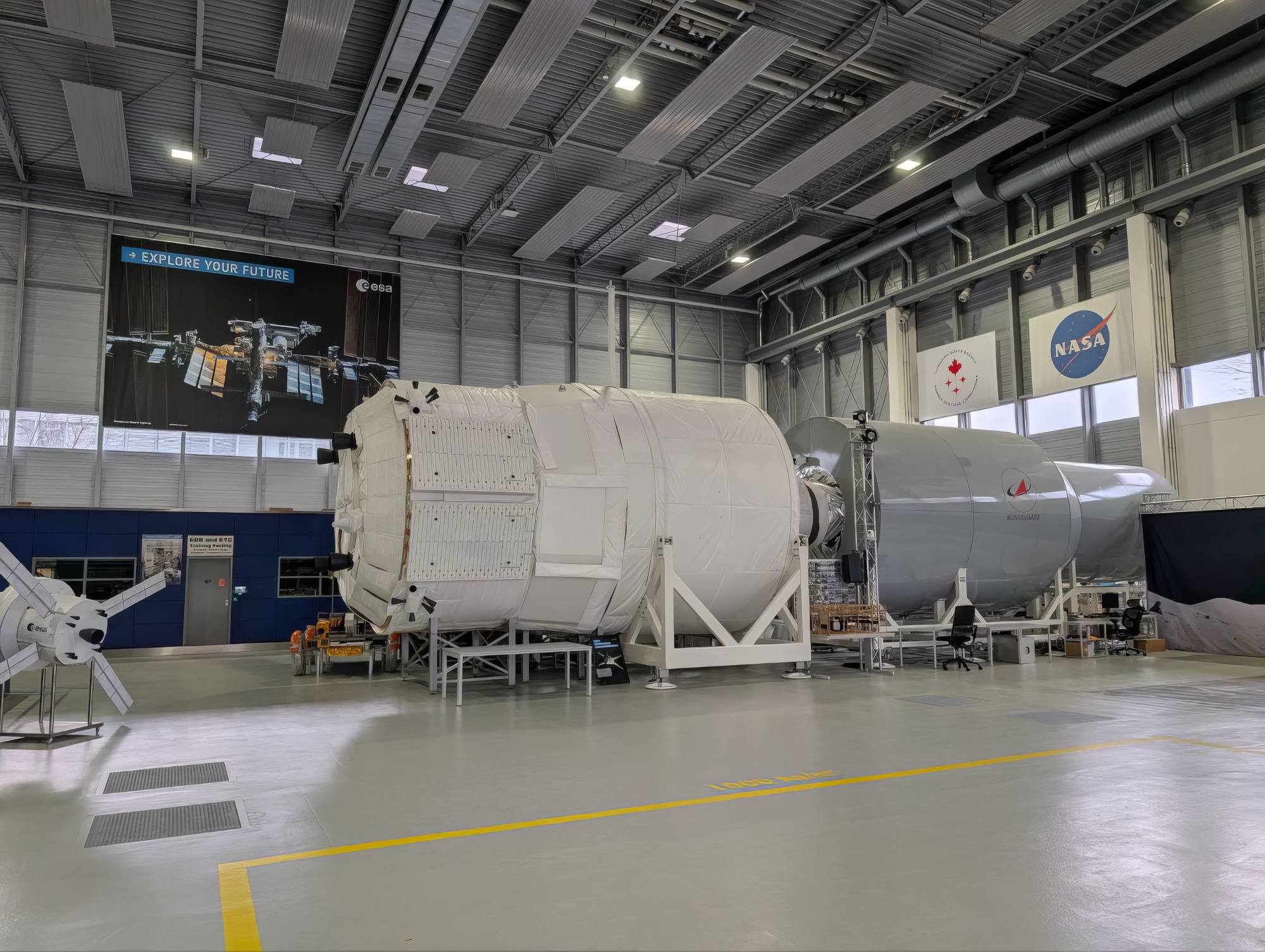 Le module Colombus à Cologne dans les locaux de l'ESA.