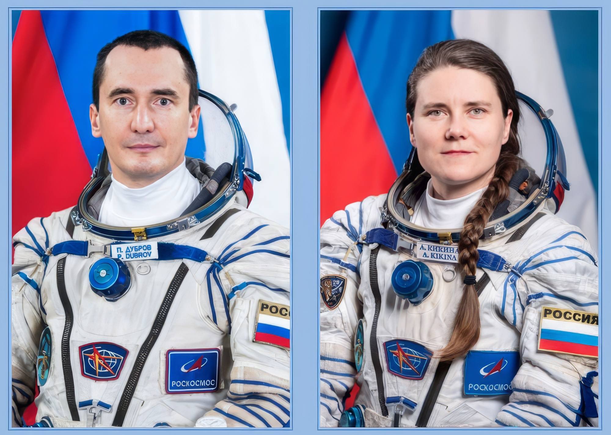 Pyotr Doubrov et Anna Kikina de l'équipage principal.