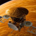 La sonde Venera-D sur fond de planète Vénus. Image d'artiste.