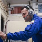 Aroutyoun Kivirian dans le simulateur du segment russe de l'ISS.