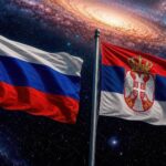 Les drapeaux russe et serbe.